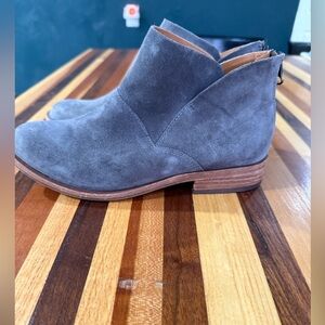 Kork-Ease Charcoal Suede Ankle Booties